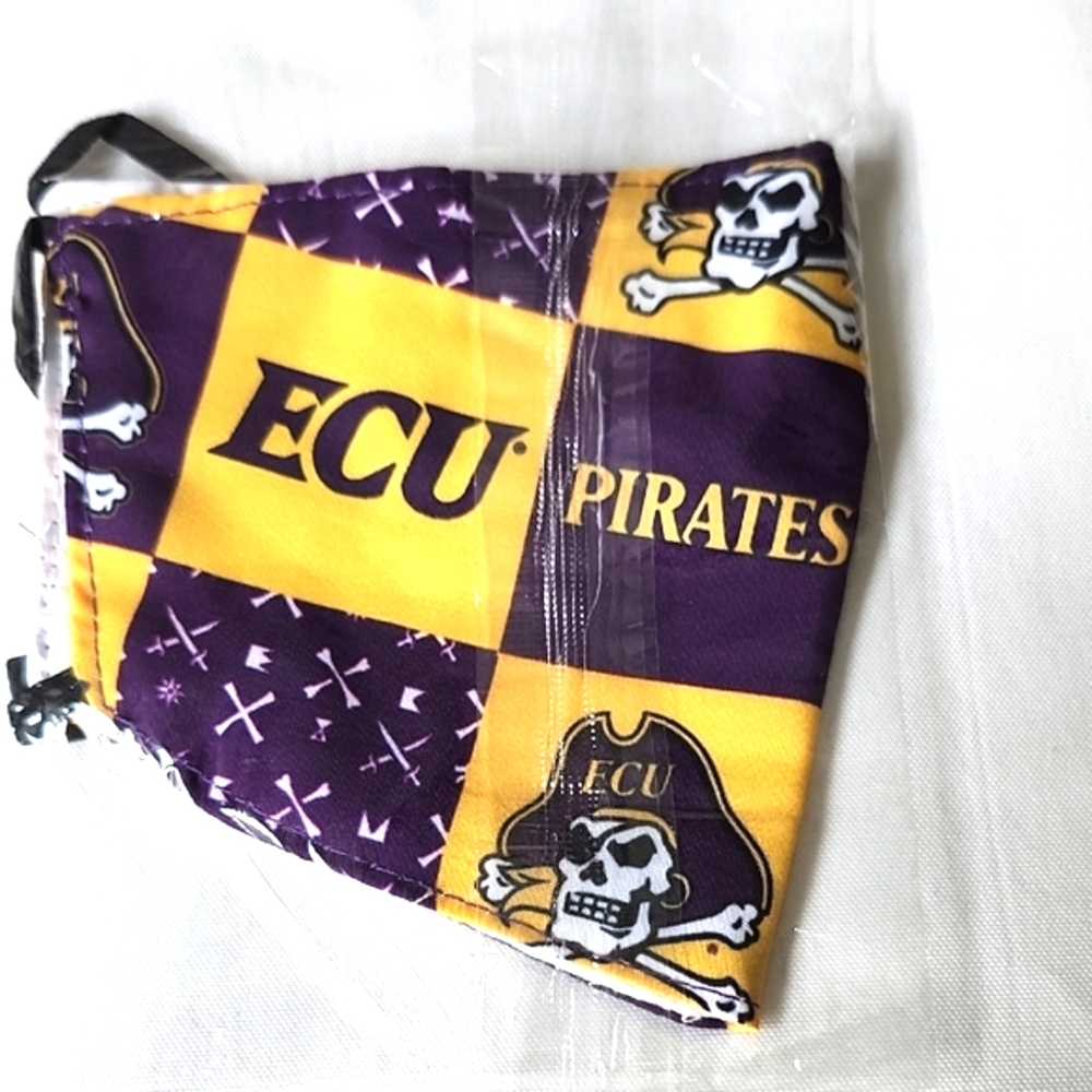 ECU Pirates Face Mask in Purple and Yellow